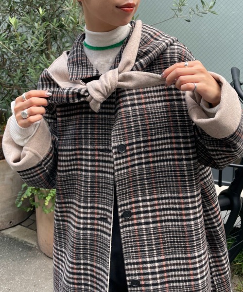 CIAOPANIC（チャオパニック）の「【SETアイテム】バラクラバ付リバーシブルウールオーバーコート（ステンカラーコート・レディース・ブラック/ブラウン・MEDIUM/SMALL）」の9枚目の写真