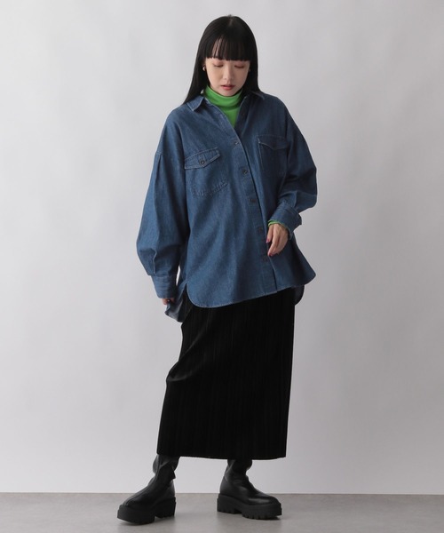 LOWRYS FARM（ローリーズファーム）の「デニムオーバーシャツロングスリーブ　163431（シャツ/ブラウス・レディース・ブルー/ネイビー・FREE）」の4枚目の写真