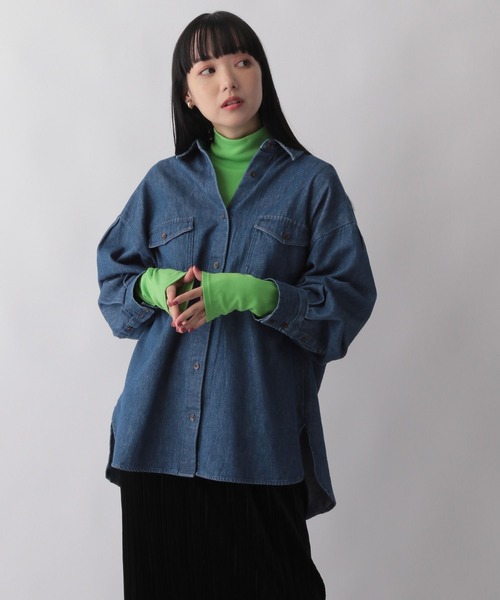 LOWRYS FARM（ローリーズファーム）の「デニムオーバーシャツロングスリーブ　163431（シャツ/ブラウス・レディース・ブルー/ネイビー・FREE）」の5枚目の写真