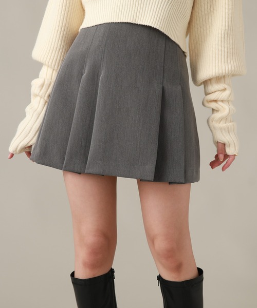 Cheek（チーク）の「タックミニスカート（スカート・レディース・グレー/チャコールグレー/ベージュ・SMALL/MEDIUM）」の3枚目の写真