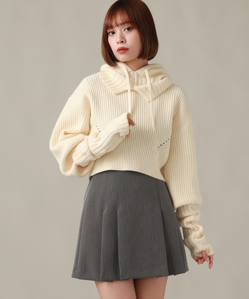 Cheek（チーク）の「タックミニスカート（スカート・レディース・グレー/チャコールグレー/ベージュ・SMALL/MEDIUM）」の16枚目の写真