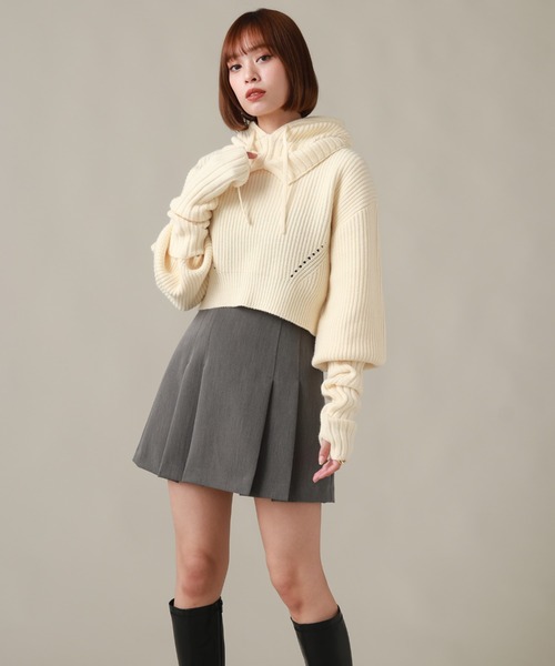 Cheek（チーク）の「タックミニスカート（スカート・レディース・グレー/チャコールグレー/ベージュ・SMALL/MEDIUM）」の8枚目の写真