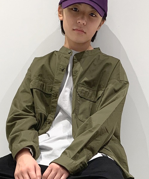 GLAZOS（グラソス）の「ミリタリー長袖シャツ（シャツ/ブラウス・キッズ・ネイビー/ベージュ/カーキ・140cm/170cm/160cm/150cm）」の2枚目の写真