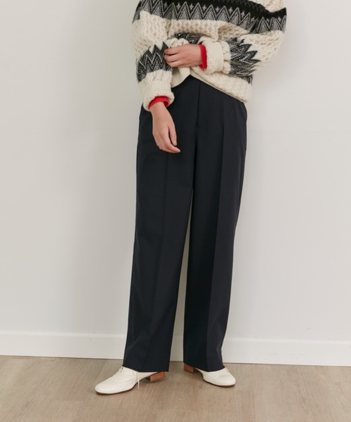 INED(イネド)の「ウールブレンドセミワイドパンツ(その他パンツ・レディース・その他2/その他7/ネイビー/オフホワイト/アイボリー・7号/9号/5号/11号)」の4枚目の写真