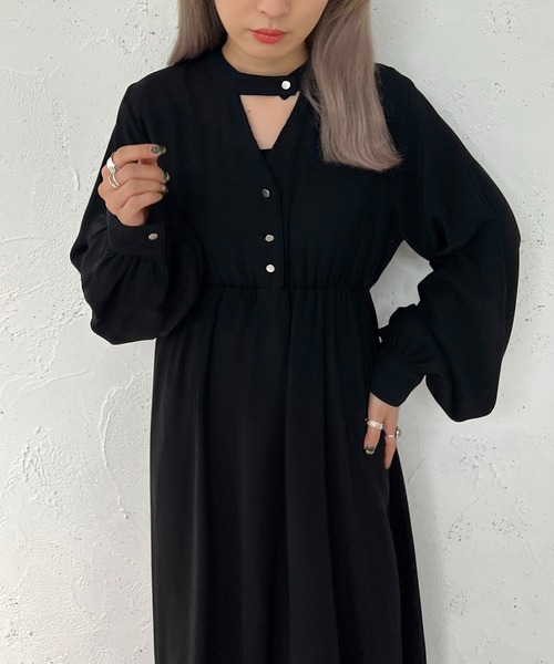 apres jour mignon(アプレジュールミニョン)の「ネックカッティングワンピース【ZOZOTOWN限定アイテム】(ワンピース・レディース・ブラック/ブラック系その他2/ブラック系その他・X-LARGE/フリー)」の6枚目の写真