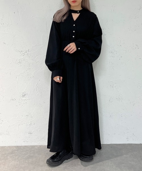 apres jour mignon(アプレジュールミニョン)の「ネックカッティングワンピース【ZOZOTOWN限定アイテム】(ワンピース・レディース・ブラック/ブラック系その他2/ブラック系その他・X-LARGE/フリー)」の10枚目の写真