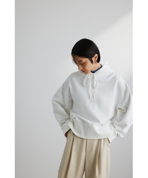 STYLEMIXER（スタイルミキサー）の「ワイドリブスウェットフーディ（スウェット・レディース・ブラック/ホワイト/ダークオレンジ・FREE）」の7枚目の写真