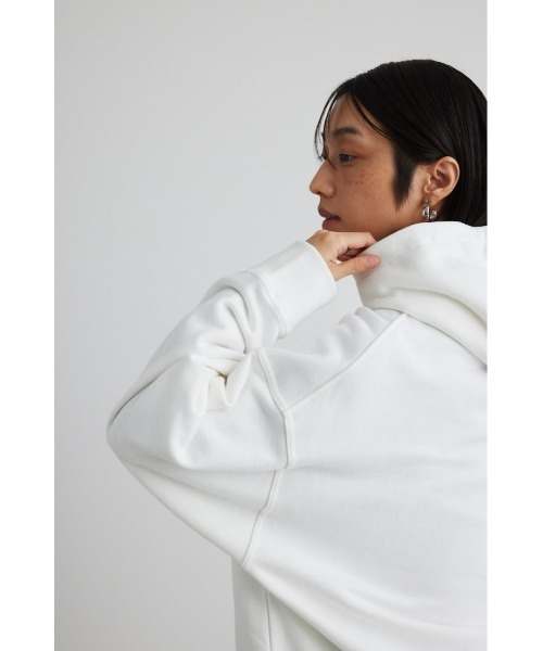 STYLEMIXER（スタイルミキサー）の「ワイドリブスウェットフーディ（スウェット・レディース・ブラック/ホワイト/ダークオレンジ・FREE）」の9枚目の写真