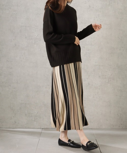 NAVY(ネイビー)の「配色切替ラインスカート(スカート・レディース・ブルー/グリーン/ブラウン/ベージュ・M/L)」の6枚目の写真