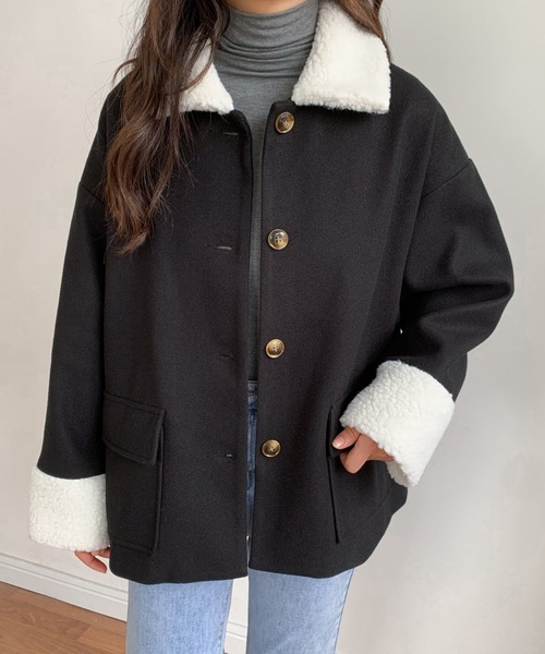 ABITOKYO（アビトーキョー）の「ボアカラーメルトンブルゾンジャケット（ブルゾン・レディース・ブラック/アイボリー/モカ・M/L）」の17枚目の写真