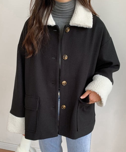 ABITOKYO（アビトーキョー）の「ボアカラーメルトンブルゾンジャケット（ブルゾン・レディース・ブラック/アイボリー/モカ・M/L）」の20枚目の写真