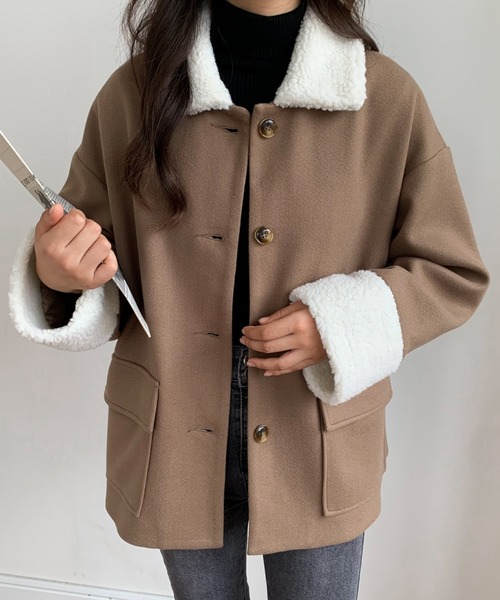 ABITOKYO（アビトーキョー）の「ボアカラーメルトンブルゾンジャケット（ブルゾン・レディース・ブラック/アイボリー/モカ・M/L）」の22枚目の写真