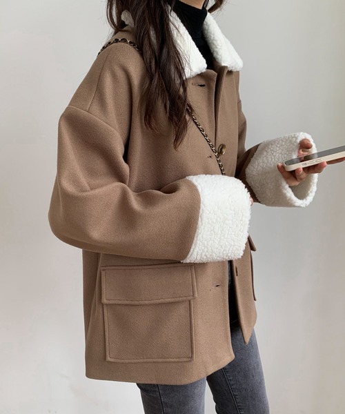 ABITOKYO（アビトーキョー）の「ボアカラーメルトンブルゾンジャケット（ブルゾン・レディース・ブラック/アイボリー/モカ・M/L）」の5枚目の写真