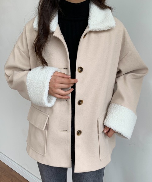 ABITOKYO（アビトーキョー）の「ボアカラーメルトンブルゾンジャケット（ブルゾン・レディース・ブラック/アイボリー/モカ・M/L）」の18枚目の写真