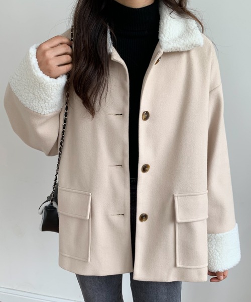 ABITOKYO（アビトーキョー）の「ボアカラーメルトンブルゾンジャケット（ブルゾン・レディース・ブラック/アイボリー/モカ・M/L）」の13枚目の写真