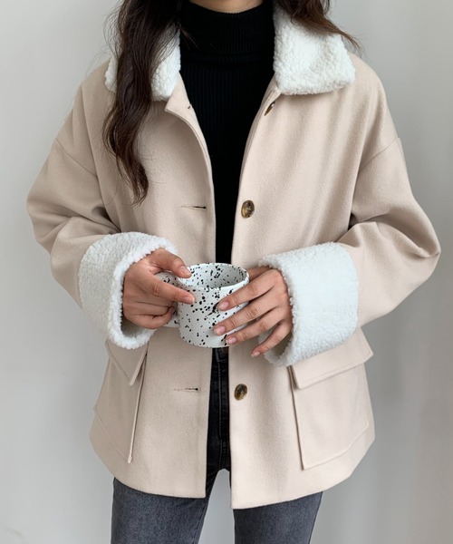 ABITOKYO（アビトーキョー）の「ボアカラーメルトンブルゾンジャケット（ブルゾン・レディース・ブラック/アイボリー/モカ・M/L）」の16枚目の写真