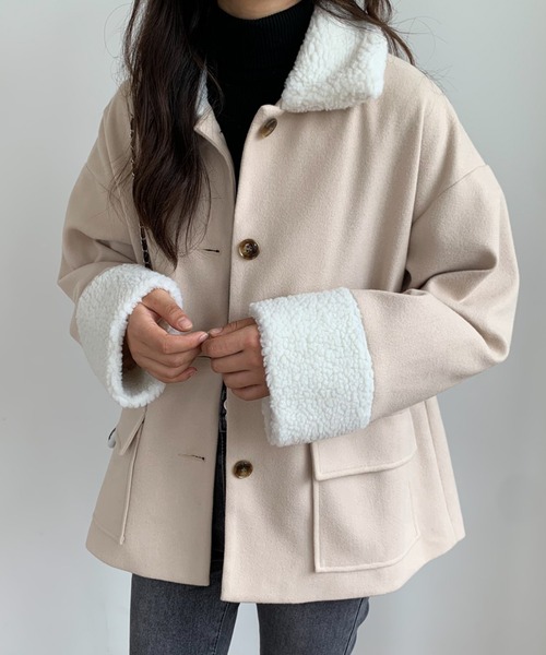 ABITOKYO（アビトーキョー）の「ボアカラーメルトンブルゾンジャケット（ブルゾン・レディース・ブラック/アイボリー/モカ・M/L）」の21枚目の写真