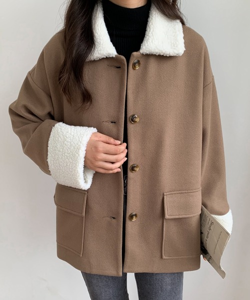 ABITOKYO（アビトーキョー）の「ボアカラーメルトンブルゾンジャケット（ブルゾン・レディース・ブラック/アイボリー/モカ・M/L）」の12枚目の写真