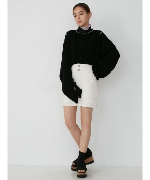 MURUA(ムルーア)の「クロップドメッシュニット(ニット/セーター・レディース・ブラック/カーキ・FREE)」の20枚目の写真