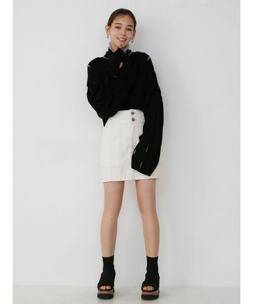 MURUA(ムルーア)の「クロップドメッシュニット(ニット/セーター・レディース・ブラック/カーキ・FREE)」の21枚目の写真