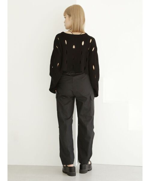 MURUA(ムルーア)の「クロップドメッシュニット(ニット/セーター・レディース・ブラック/カーキ・FREE)」の7枚目の写真