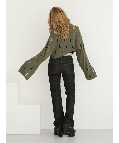 MURUA(ムルーア)の「クロップドメッシュニット(ニット/セーター・レディース・ブラック/カーキ・FREE)」の11枚目の写真