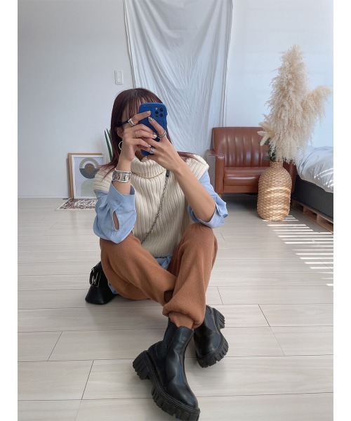 HEILIS（ヘイリス）の「アルパカタッチニットパンツ / ニットパンツ ジョガーパンツ（その他パンツ・レディース・キャメル/ピンク/ブラック・FREE）」の4枚目の写真