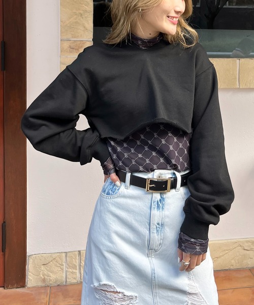 SPIRALGIRL(スパイラルガール)の「チュールレイヤードコンパクトパーカー(パーカー・レディース・ライトグレー/ブラック・FREE)」の7枚目の写真