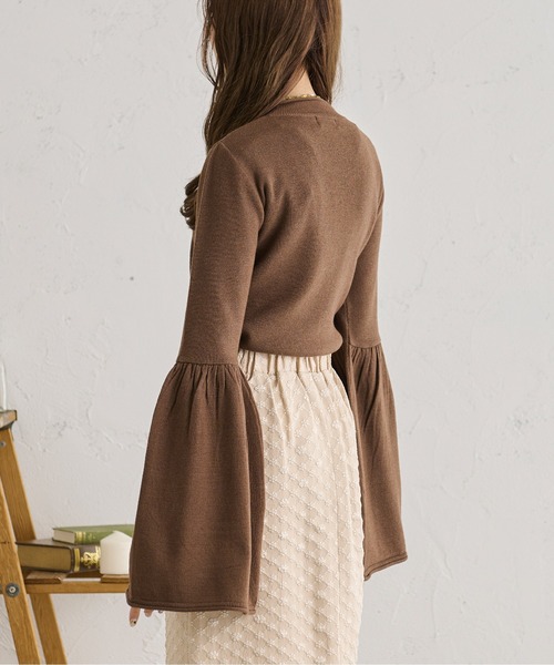 Ambre Neige(アンブルネージュ)の「フレアスリーブニット/【WEB/EC限定商品】(ニット/セーター・レディース・アイボリー/ダークブラウン/モカ・FREE)」の7枚目の写真