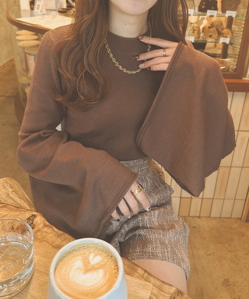 Ambre Neige(アンブルネージュ)の「フレアスリーブニット/【WEB/EC限定商品】(ニット/セーター・レディース・アイボリー/ダークブラウン/モカ・FREE)」の10枚目の写真
