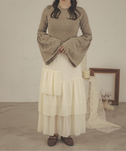 Ambre Neige(アンブルネージュ)の「フレアスリーブニット/【WEB/EC限定商品】(ニット/セーター・レディース・アイボリー/ダークブラウン/モカ・FREE)」の13枚目の写真