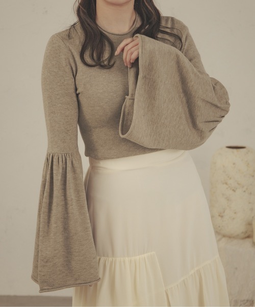 Ambre Neige(アンブルネージュ)の「フレアスリーブニット/【WEB/EC限定商品】(ニット/セーター・レディース・アイボリー/ダークブラウン/モカ・FREE)」の12枚目の写真