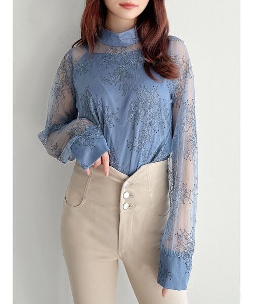 RESEXXY(リゼクシー)の「キャミセットレースシャツブラウス(シャツ/ブラウス・レディース・ブルー/ブラック/ホワイト・FREE)」の1枚目の写真