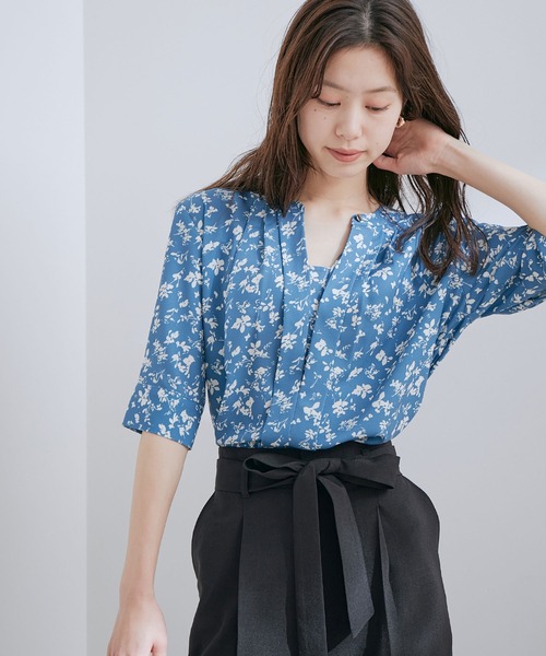 【洗える・EASYCARE】【新色】2WAYフロントタック5分袖ブラウス