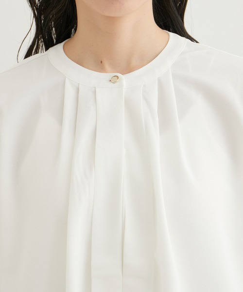 VIS(ビス)の「【洗える・防シワ】【新色】2WAYフロントタック5分袖ブラウス(シャツ/ブラウス・レディース・ホワイト系その他/オフホワイト/ネイビー/ブルー系その他5/ピンク/ホワイト系その他2・L/M)」の10枚目の写真