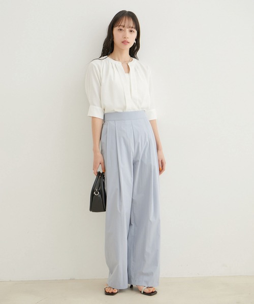 VIS(ビス)の「【洗える・防シワ】【新色】2WAYフロントタック5分袖ブラウス(シャツ/ブラウス・レディース・ホワイト系その他/オフホワイト/ネイビー/ブルー系その他5/ピンク/ホワイト系その他2・L/M)」の14枚目の写真