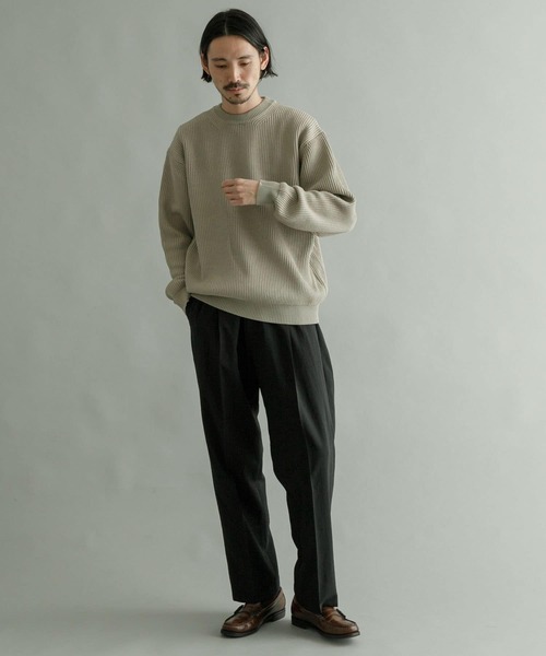 URBAN RESEARCH(アーバンリサーチ)の「プレーティングニットリブプルオーバー(ニット/セーター・メンズ・ネイビー/ベージュ系その他/グリーン系その他・MEDIUM/LARGE)」の6枚目の写真