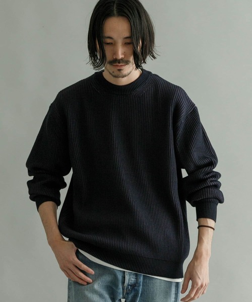 URBAN RESEARCH(アーバンリサーチ)の「プレーティングニットリブプルオーバー(ニット/セーター・メンズ・ネイビー/ベージュ系その他/グリーン系その他・MEDIUM/LARGE)」の8枚目の写真