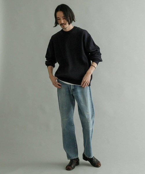 URBAN RESEARCH(アーバンリサーチ)の「プレーティングニットリブプルオーバー(ニット/セーター・メンズ・ネイビー/ベージュ系その他/グリーン系その他・MEDIUM/LARGE)」の7枚目の写真