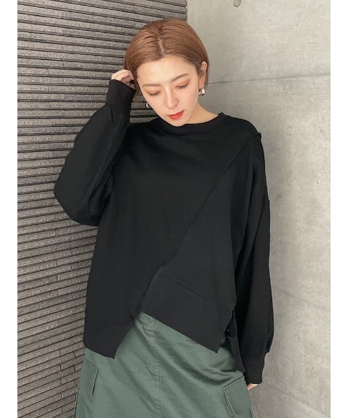 ENVYM(アンビー)の「ヘムカットデザインPO(Tシャツ/カットソー・レディース・ホワイト/ブルー/ブラック・FREE)」の3枚目の写真