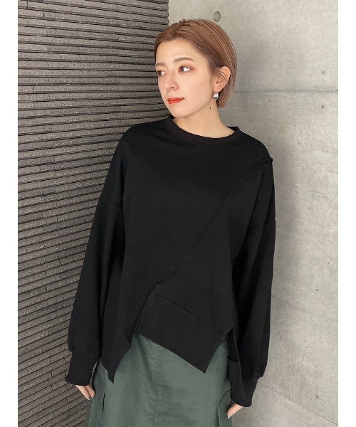 ENVYM(アンビー)の「ヘムカットデザインPO(Tシャツ/カットソー・レディース・ホワイト/ブルー/ブラック・FREE)」の5枚目の写真
