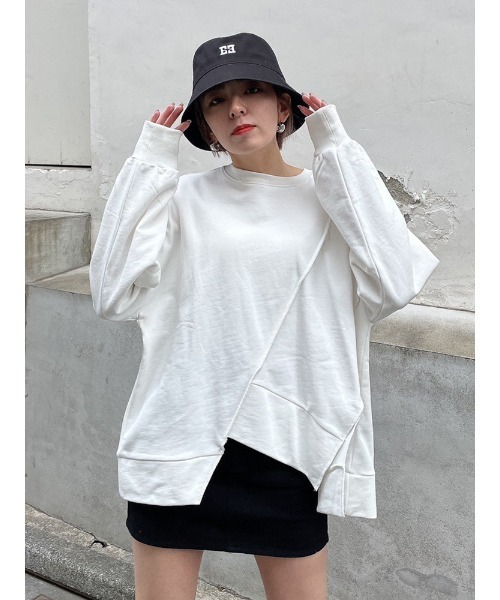 ENVYM(アンビー)の「ヘムカットデザインPO(Tシャツ/カットソー・レディース・ホワイト/ブルー/ブラック・FREE)」の4枚目の写真