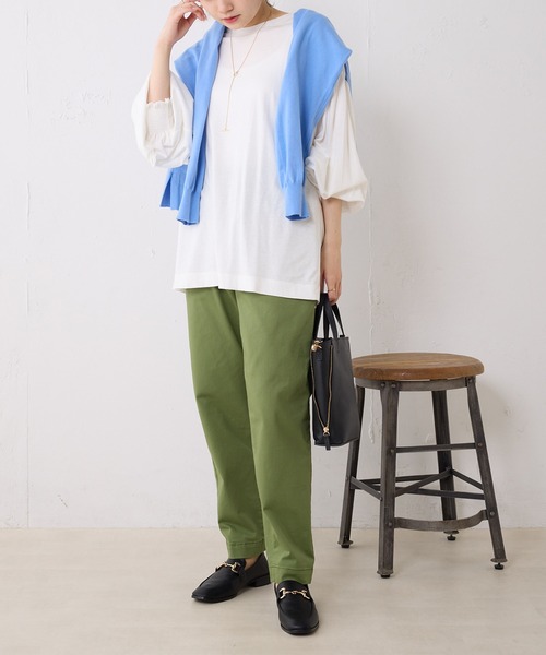 PUAL CE CIN（ピュアルセシン）の「チノストレッチスリムパンツ（チノパンツ・レディース・オフホワイト/ブラック/カーキ/ブルー・FREE）」の21枚目の写真