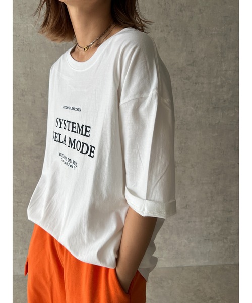 owndaily(オンデイリー)の「フロントロゴオーバーザイズTシャツ(Tシャツ/カットソー・レディース・ブラック/ホワイト・FREE)」の2枚目の写真