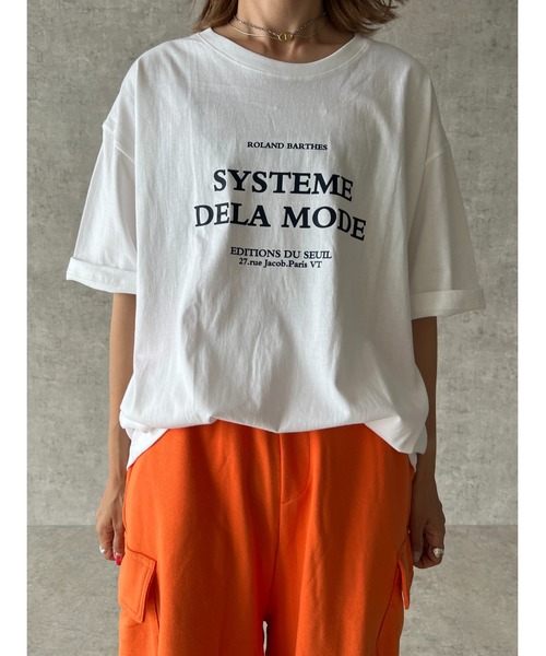 owndaily(オンデイリー)の「フロントロゴオーバーザイズTシャツ(Tシャツ/カットソー・レディース・ブラック/ホワイト・FREE)」の4枚目の写真