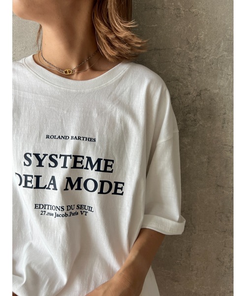 owndaily(オンデイリー)の「フロントロゴオーバーザイズTシャツ(Tシャツ/カットソー・レディース・ブラック/ホワイト・FREE)」の5枚目の写真