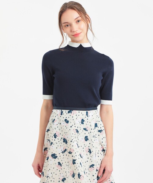 MACKINTOSH PHILOSOPHY(マッキントッシュ フィロソフィー)の「Cleric Collar Knit プルオーバー(ニット/セーター・レディース・ダークネイビー/ブラック/グレー系その他/グリーン系その他4・38)」の1枚目の写真