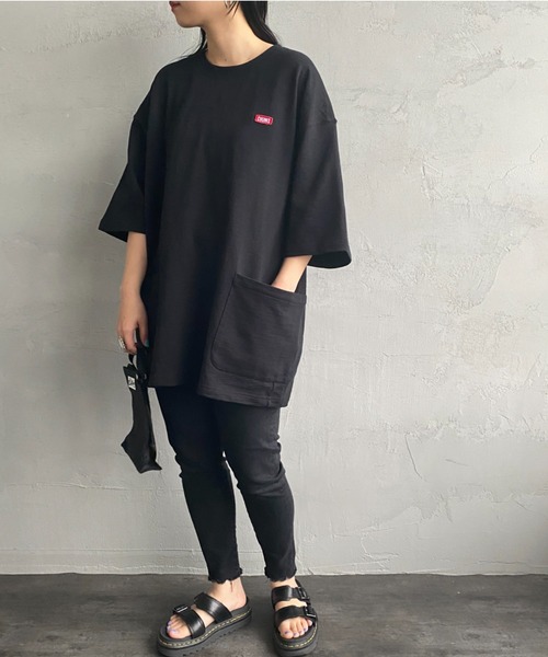 CHUMS（チャムス）の「[CHUMS/チャムス] キーストーン サイドポケットスウェットTシャツ（スウェット・レディース・ブラック/グレー・L/XL/M）」の2枚目の写真
