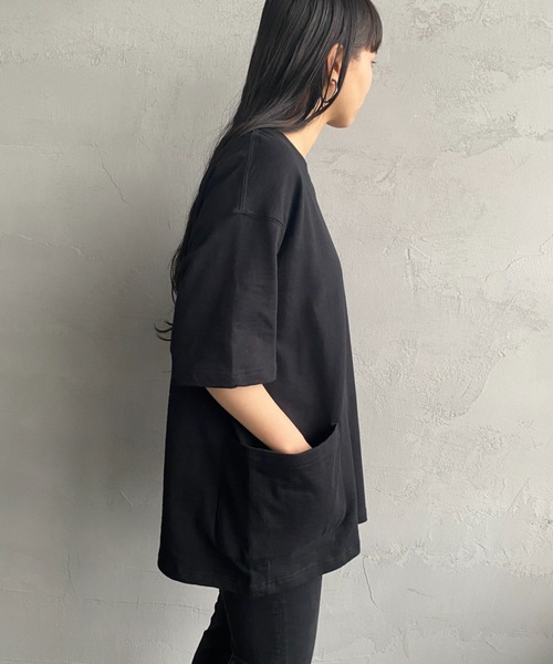 CHUMS（チャムス）の「[CHUMS/チャムス] キーストーン サイドポケットスウェットTシャツ（スウェット・レディース・ブラック/グレー・L/XL/M）」の3枚目の写真