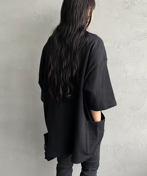 CHUMS（チャムス）の「[CHUMS/チャムス] キーストーン サイドポケットスウェットTシャツ（スウェット・レディース・ブラック/グレー・L/XL/M）」の4枚目の写真